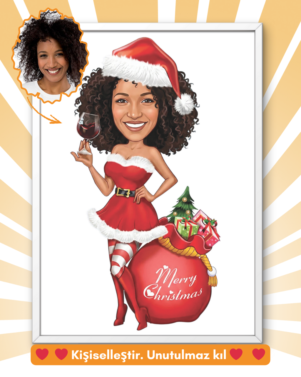 P07 : Elegant Holiday Lady with Gift Bag