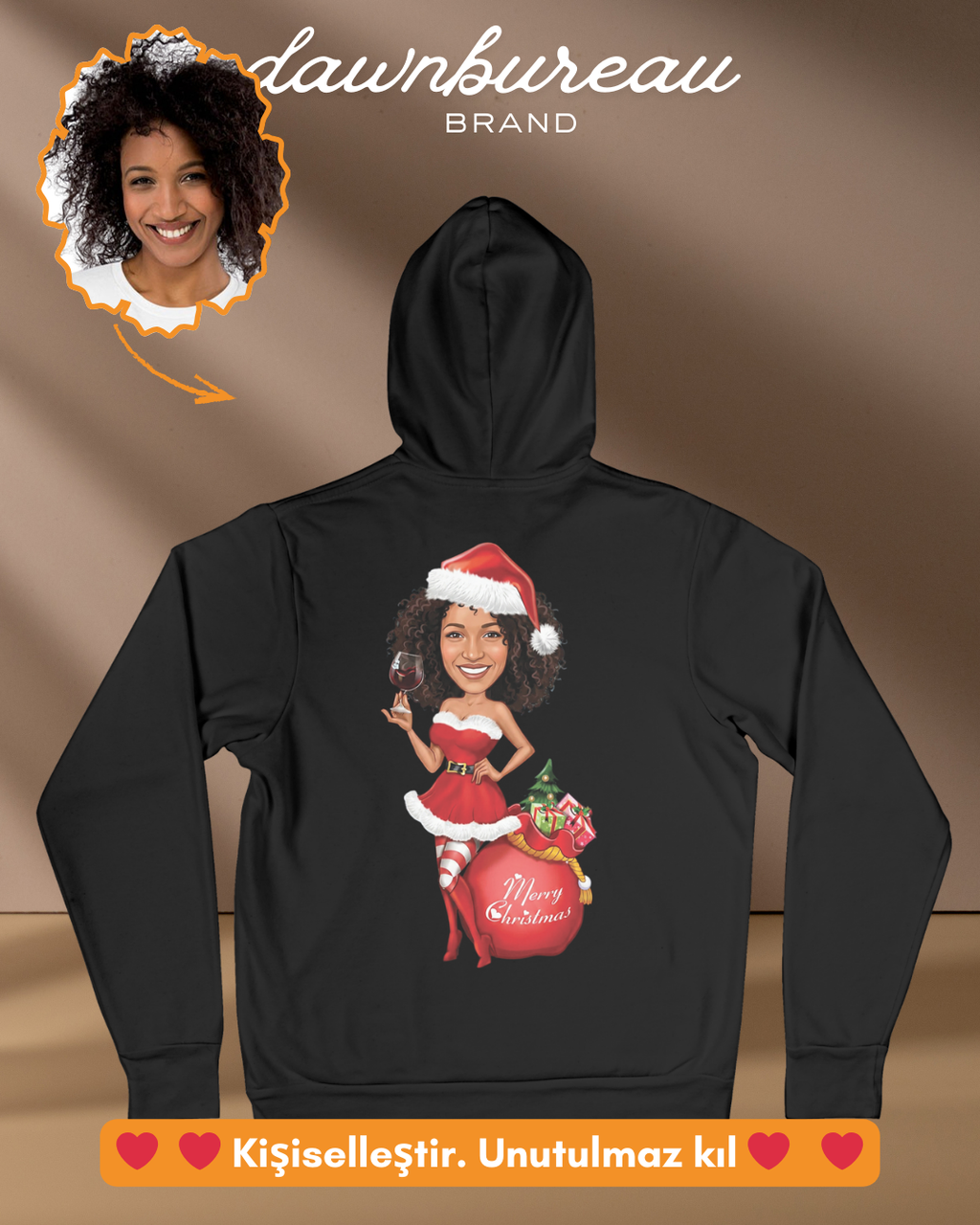 P07 : Elegant Holiday Lady with Gift Bag