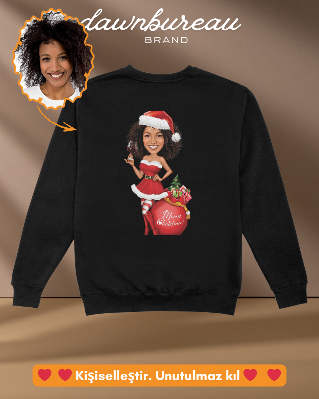 P07 : Elegant Holiday Lady with Gift Bag