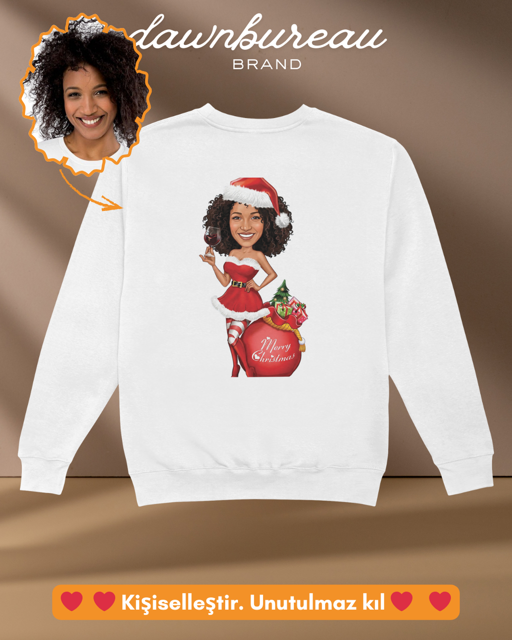 P07 : Elegant Holiday Lady with Gift Bag