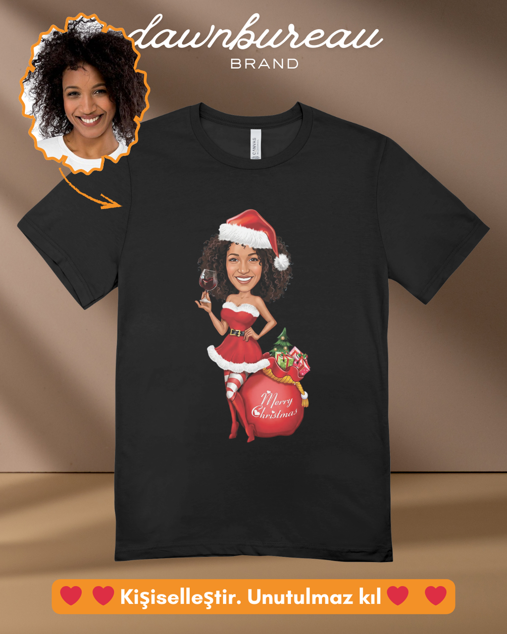 P07 : Elegant Holiday Lady with Gift Bag