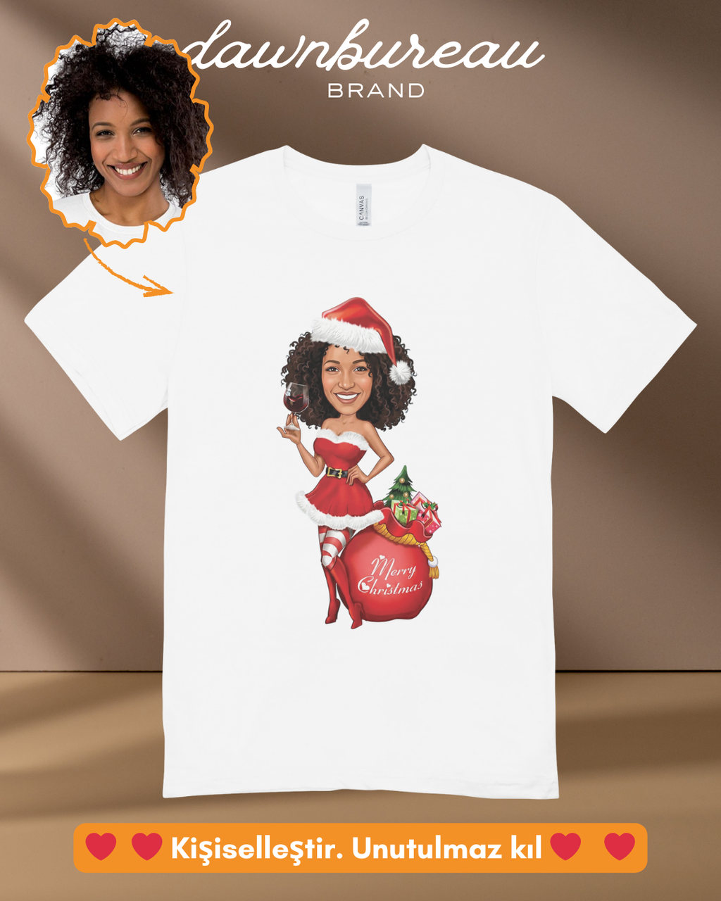 P07 : Elegant Holiday Lady with Gift Bag